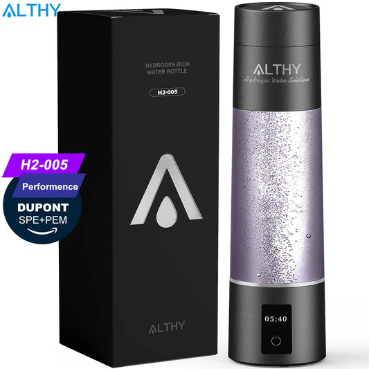 ALTHY Performance Molecular Hydrogen Water Generator Bottle DuPont SPE&PEM Dual Chamber lonizer + Charging&Time Display