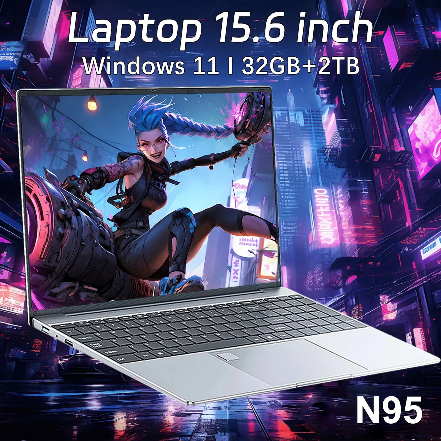 15.6 Inch Laptop 12th Gen Intel Alder N95 32GB DDR4 2TB WiFi Ultrabook