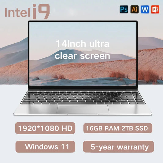 2025 New Laptop Portable Computer Windows 11 Pro Intel Core i9 8950HK Ultra Slim Gaming Laptops Office learn Notebook