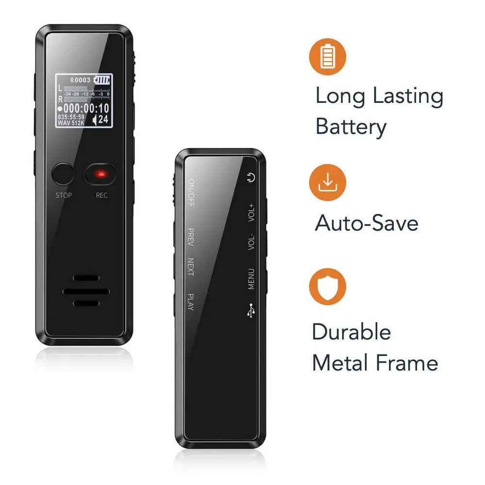 Vandlion V90 Digital Voice Activated Recorder 96 Hours Long Distance Audio Recording Noise Reduction WAV MP3 Player Dictaphone