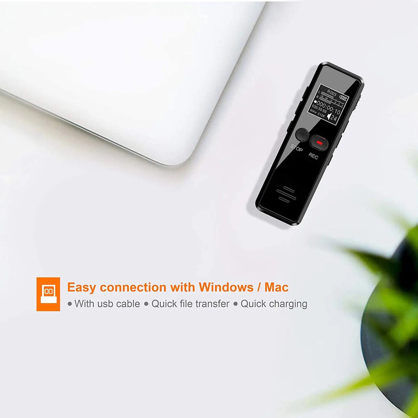 Vandlion V90 Digital Voice Activated Recorder 96 Hours Long Distance Audio Recording Noise Reduction WAV MP3 Player Dictaphone