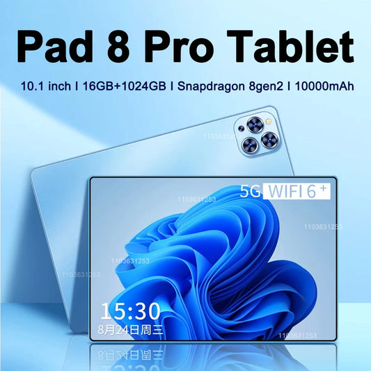 Original Pad 8 Pro Tablet 10.1 inch Snapdragon 8gen2  Android 13 Global 16GB+1024GB 10000mah 5G Dual SIM WIFI  HD Full Screen